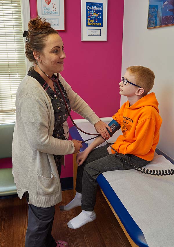 exam room with young boy